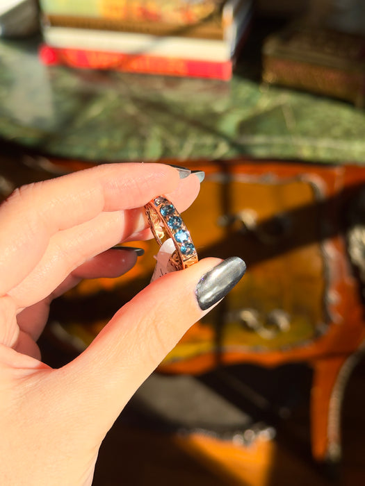 14k RG Blue Topaz Ring