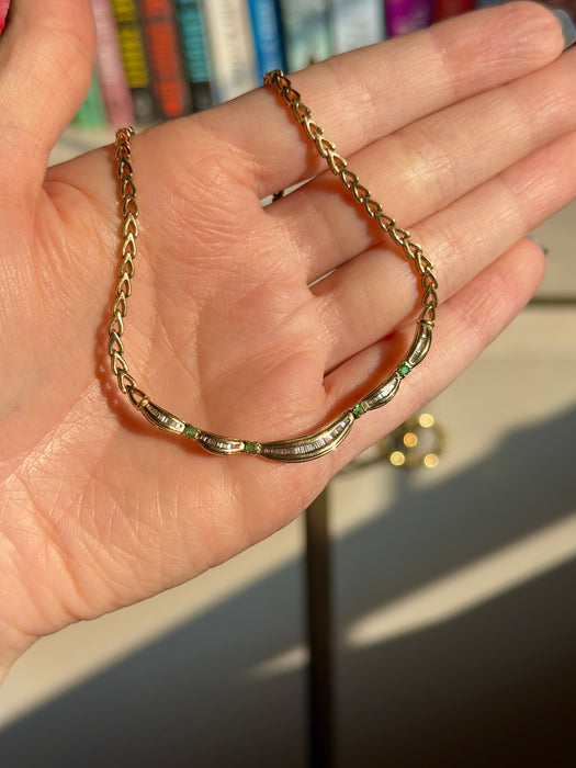 14k Emerald and Diamond Necklace
