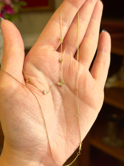 14k Diamond Butterfly Necklace
