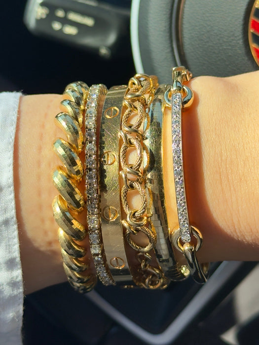 14k Textured Fancy Link Bracelet