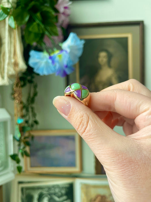 14k Green and Purple Jade Ring