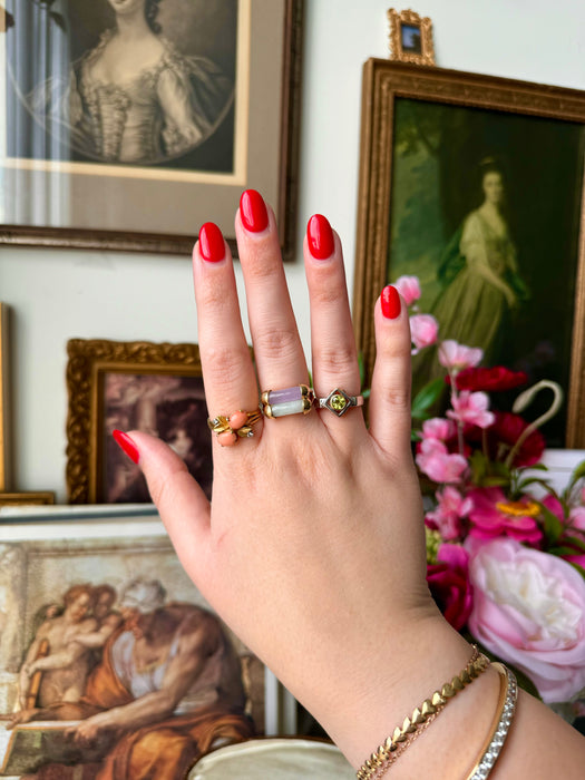 18k Coral and Diamond Ring