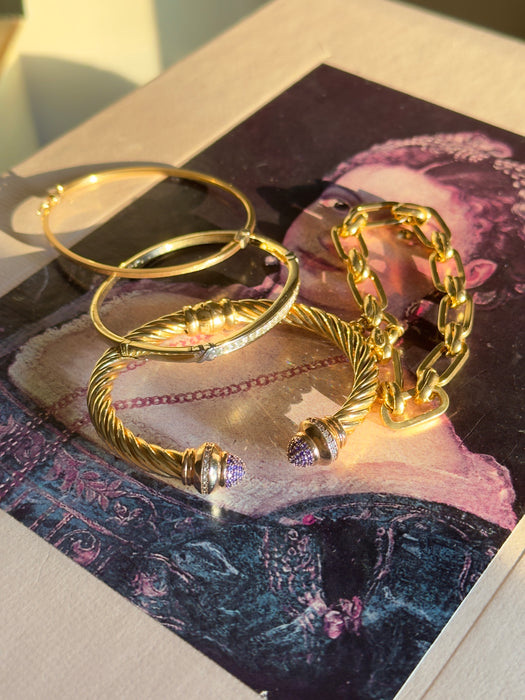 14k Fancy Paperclip Bracelet