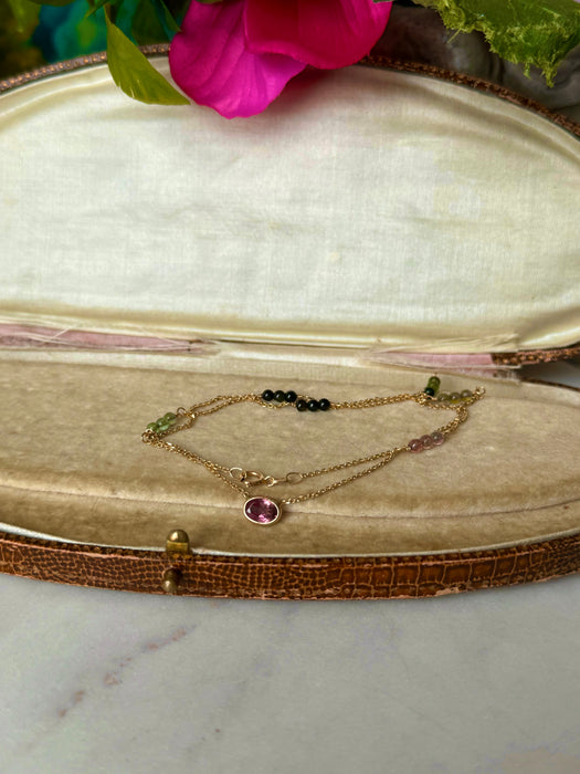 14k Tourmaline Beaded Necklace