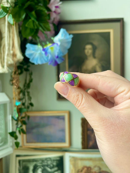 14k Green and Purple Jade Ring