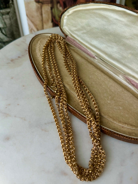 14k Fancy Link Long Guard Chain