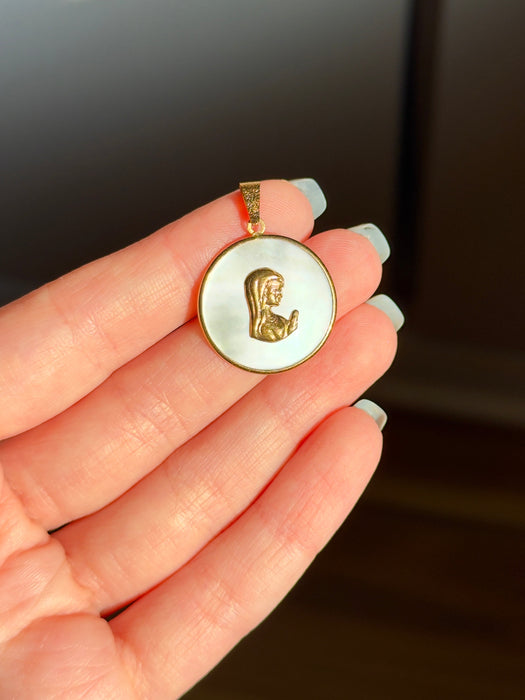 18k MOP Mother Mary Pendant