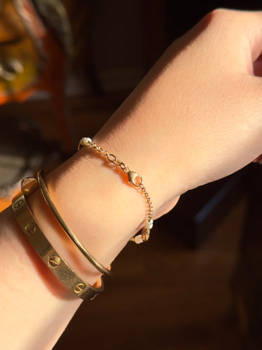14k Pearl and Puffy Heart Bracelet
