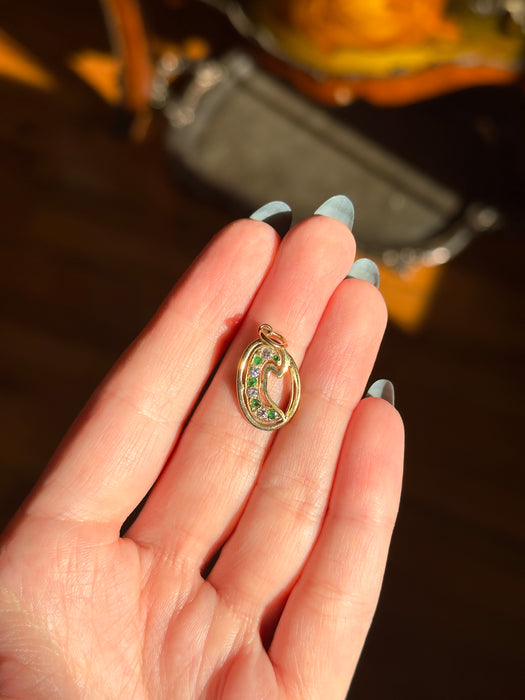 14k Diamond and Emerald Pendant