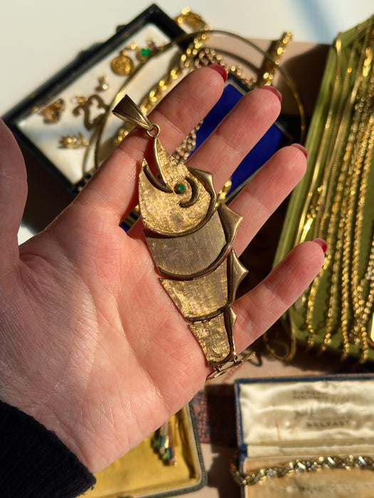 12k Antique Fish Pendant
