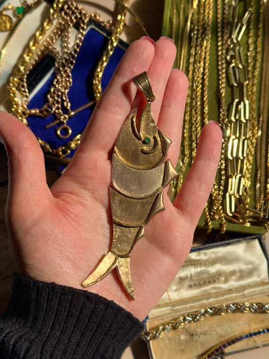 12k Antique Fish Pendant