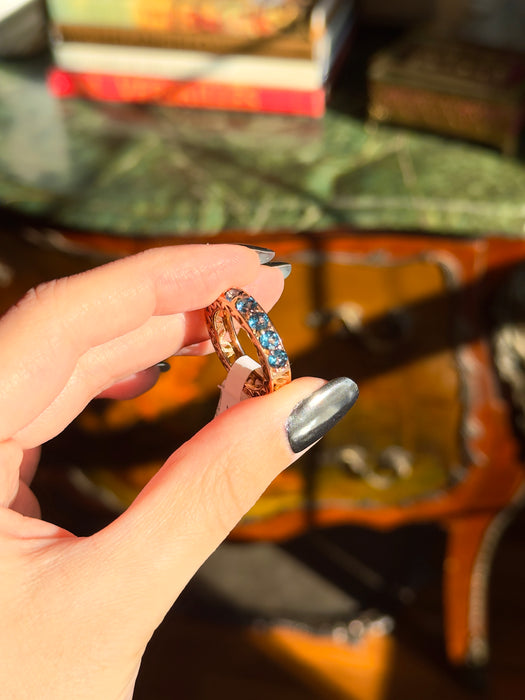 14k RG Blue Topaz Ring