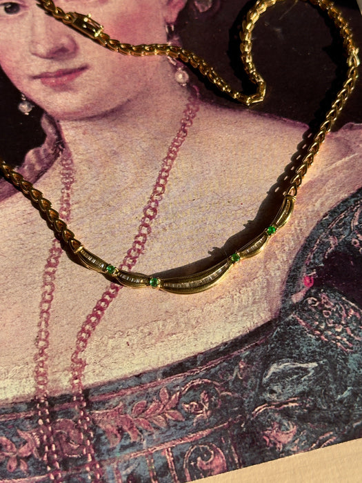 14k Emerald and Diamond Necklace