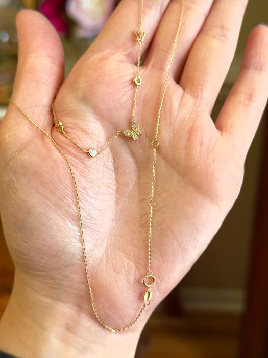 14k Diamond Butterfly Necklace