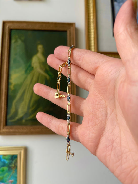 14k Blue Sapphire and Diamond Bracelet