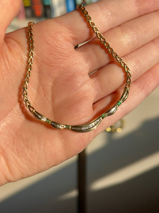 14k Emerald and Diamond Necklace