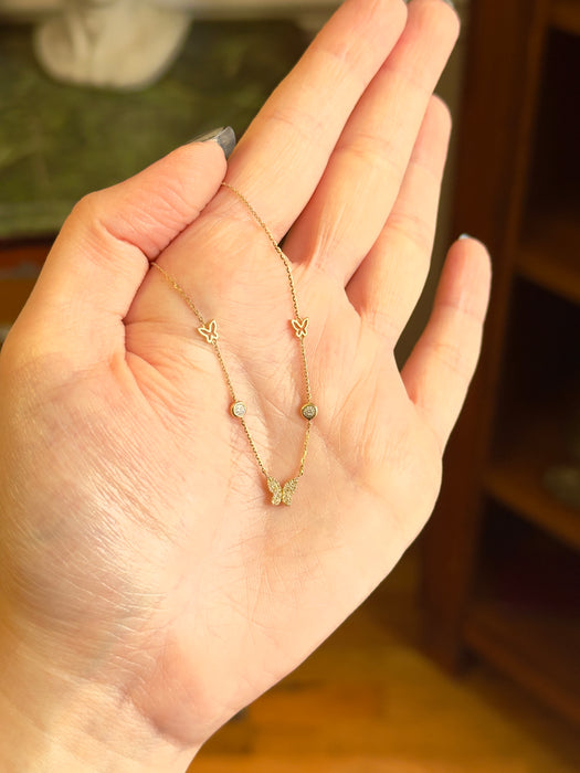 14k Diamond Butterfly Necklace