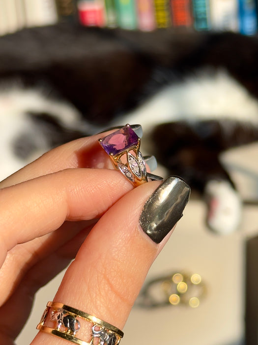14k Amethyst and Diamond Ring