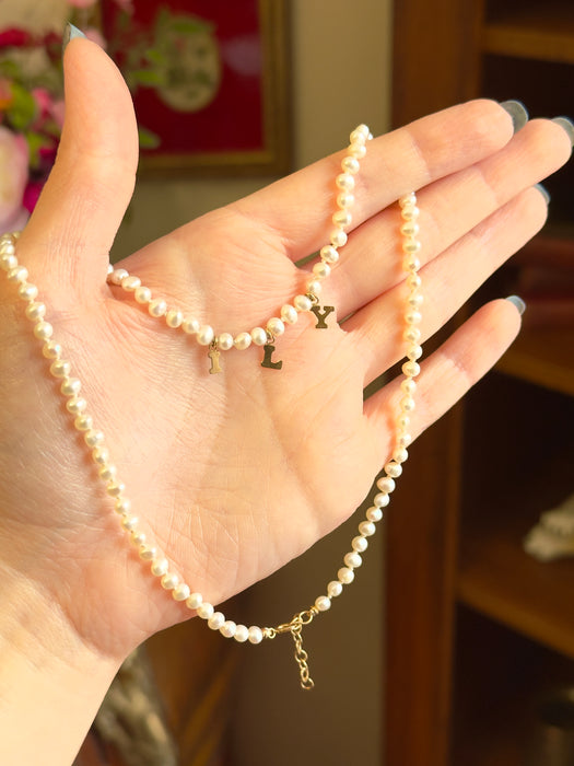 14k Pearl ILY Necklace