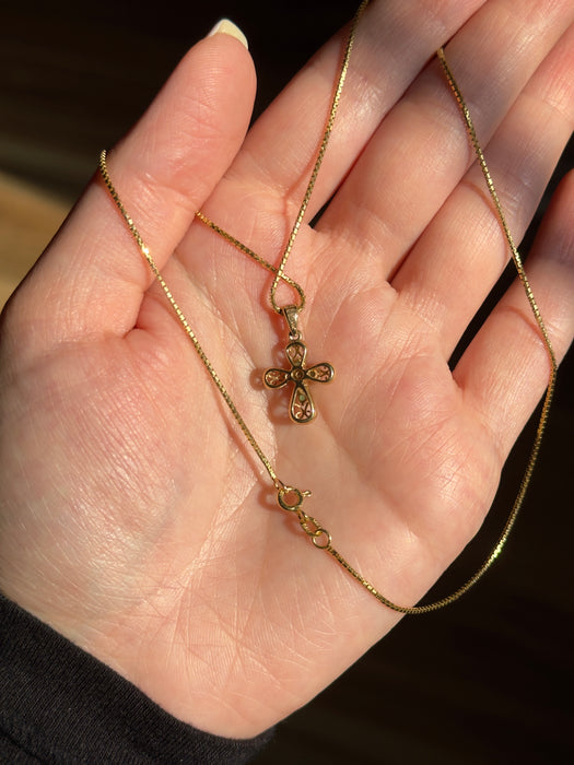 14k Emerald Cross Necklace