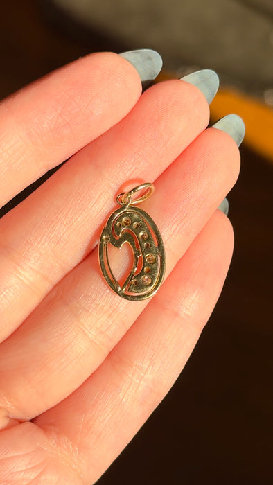 14k Diamond and Emerald Pendant