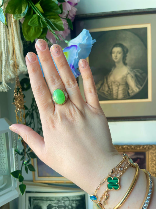 14k MOP and Jade Ring