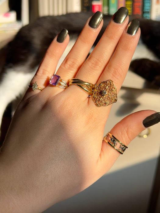 14k Amethyst and Diamond Ring