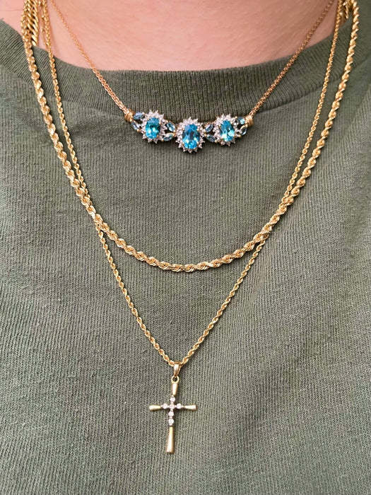 14k Blue Topaz and Diamond Necklace