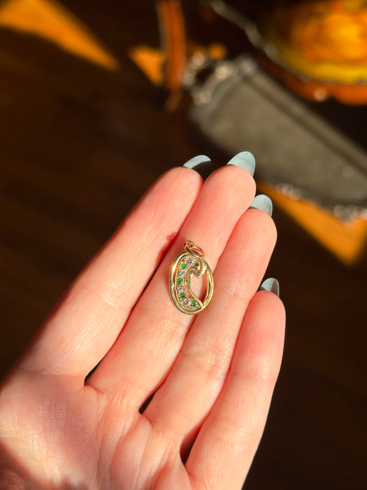 14k Diamond and Emerald Pendant