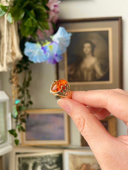 14k Amber Ring