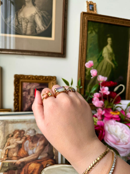 18k Coral and Diamond Ring