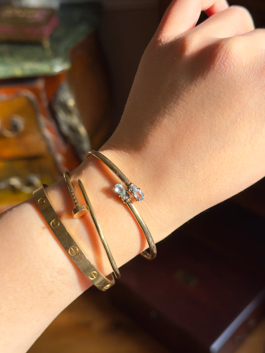10k Blue Topaz and Diamond Bangle