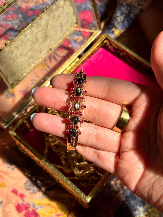 14k Star Sapphire and Ruby Bangle