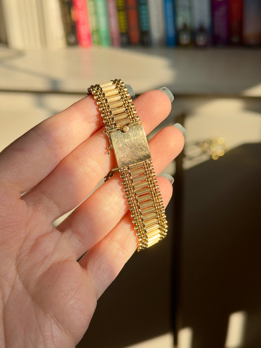 14k Wide Fancy Link Bracelet