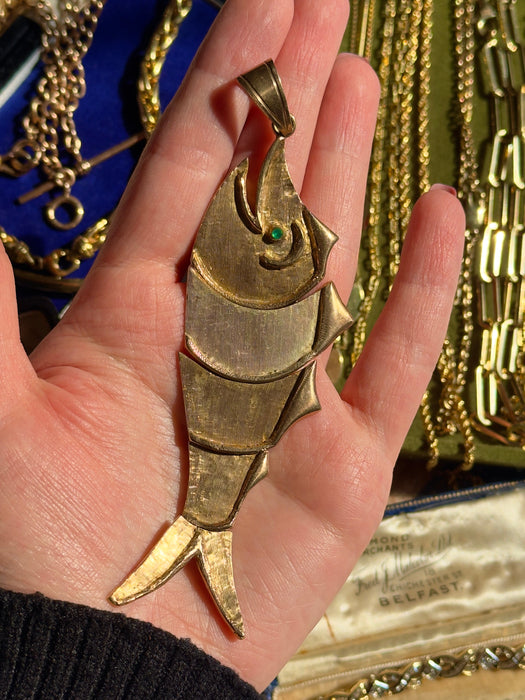 12k Antique Fish Pendant