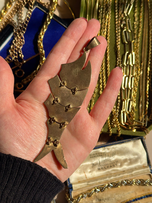 12k Antique Fish Pendant