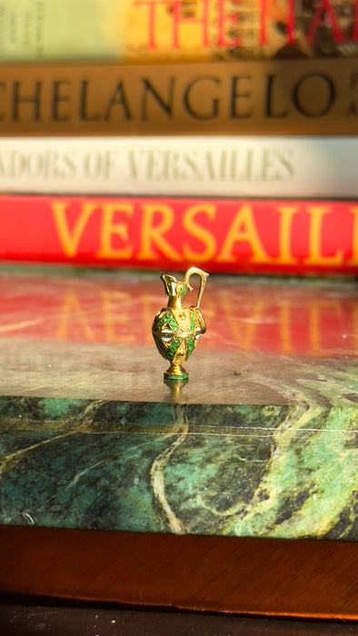 18k Green and White Enamel Pendant