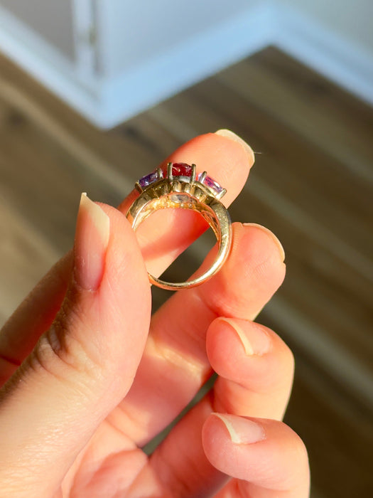 14k Dual Tone Gemstone Ring