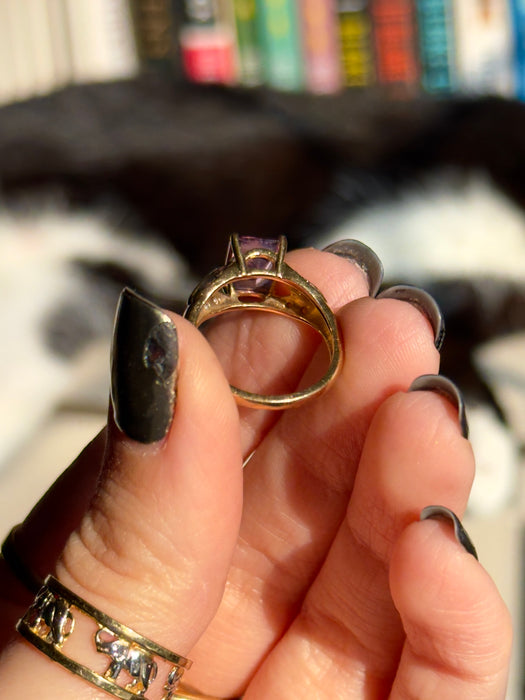 14k Amethyst and Diamond Ring