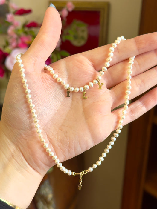 14k Pearl ILY Necklace