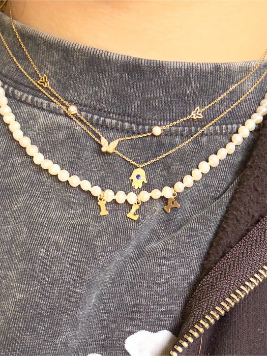 14k Blue Sapphire and Diamond Hamsa Evil Eye Necklace