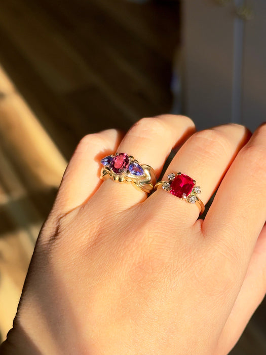14k Dual Tone Gemstone Ring