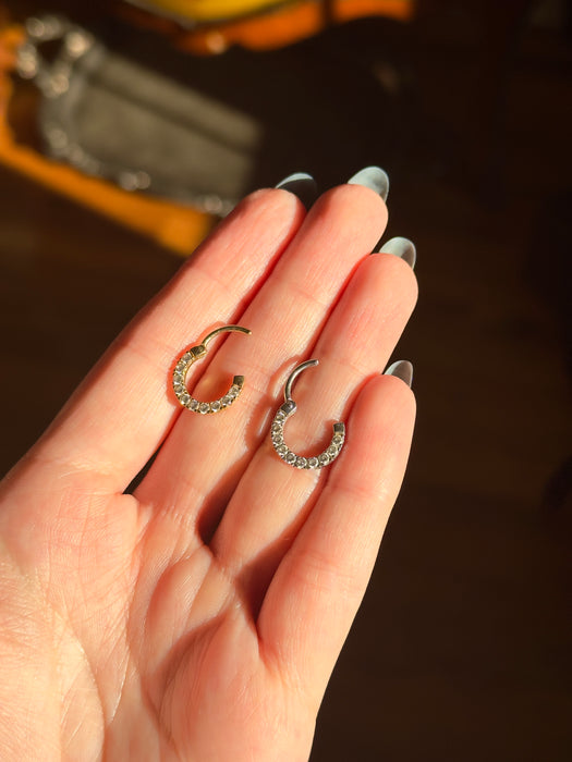 14k WG and YG CZ Piercing