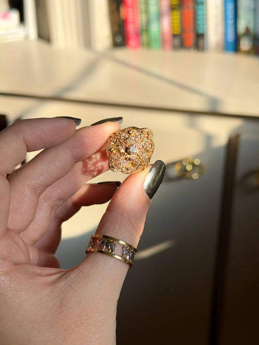 14k Diamond Filigree Ring