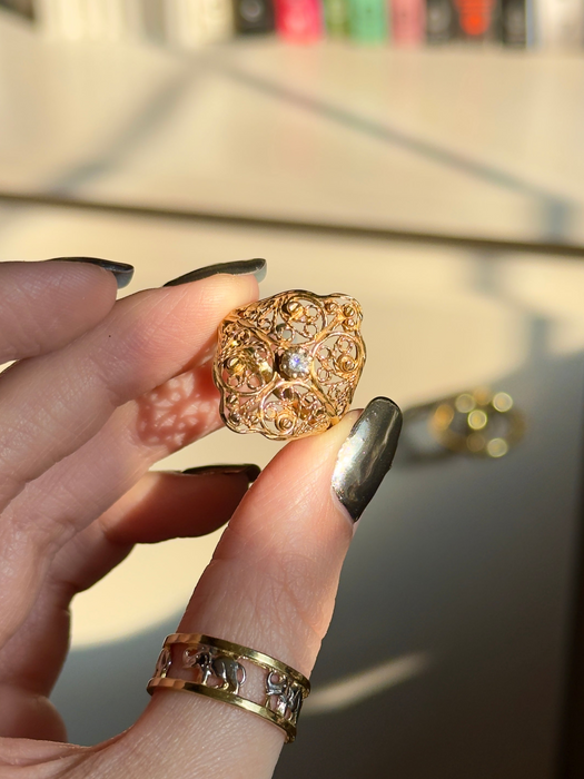 14k Diamond Filigree Ring