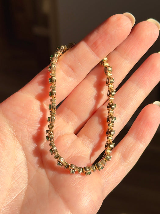 14k Emerald and Diamond Heart Bracelet