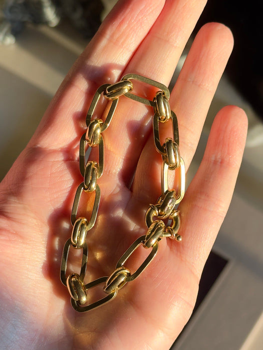 14k Fancy Paperclip Bracelet