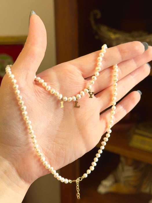 14k Pearl ILY Necklace