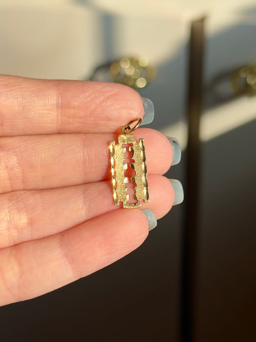 14k Razor Blade Pendant