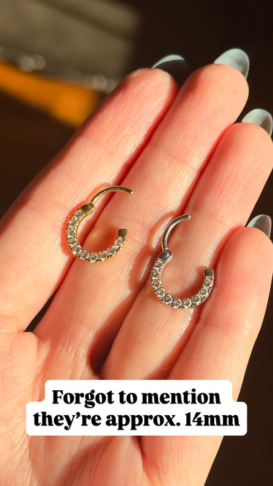 14k WG and YG CZ Piercing